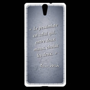 Coque Sony Xperia C5 Pessimiste Bleu Citation Oscar Wilde
