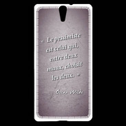 Coque Sony Xperia C5 Pessimiste Violet Citation Oscar Wilde