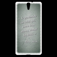 Coque Sony Xperia C5 Pessimiste Vert Citation Oscar Wilde