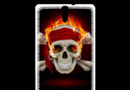 Coque Sony Xperia C5 Tête de mort en flamme 5