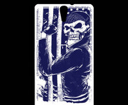 Coque Sony Xperia C5 Tête de mort Biker USA