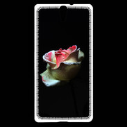 Coque Sony Xperia C5 Belle rose sur fond noir PR