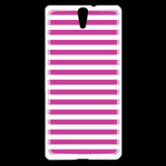 Coque Sony Xperia C5 rayures blanches et roses