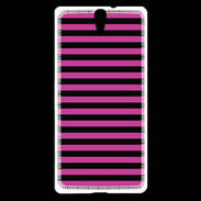 Coque Sony Xperia C5 rayures noires et roses
