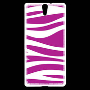 Coque Sony Xperia C5 zèbre rose & blanc