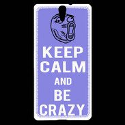 Coque Sony Xperia C5 Keep calm Be Crazy Bleu