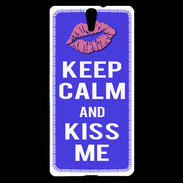 Coque Sony Xperia C5 Keep Calm Kiss me Bleu