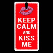 Coque Sony Xperia C5 Keep Calm Kiss me Rouge