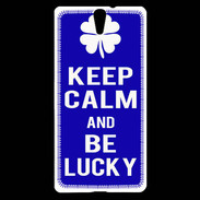 Coque Sony Xperia C5 Keep Calm Be lucky Bleu