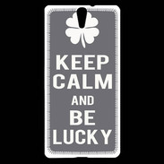 Coque Sony Xperia C5 Keep Calm Be lucky Gris