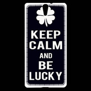 Coque Sony Xperia C5 Keep Calm Be lucky Noir