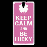 Coque Sony Xperia C5 Keep Calm Be Lucky Rose