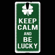 Coque Sony Xperia C5 Keep Calm Be lucky Vert