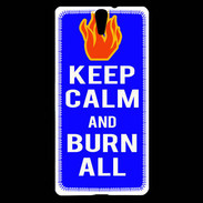 Coque Sony Xperia C5 Keep Calm Burn Bleu