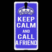 Coque Sony Xperia C5 Keep Calm Call friend Bleu