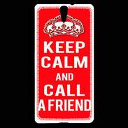 Coque Sony Xperia C5 Keep Calm Call friend Rouge
