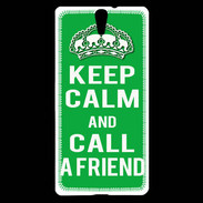 Coque Sony Xperia C5 Keep Calm Call friend Vert