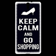 Coque Sony Xperia C5 Keep Calm Go Shopping Noir