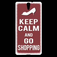Coque Sony Xperia C5 Keep Calm Go Shopping Brique