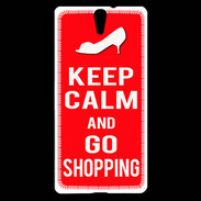 Coque Sony Xperia C5 Keep Calm Go Shopping Rouge
