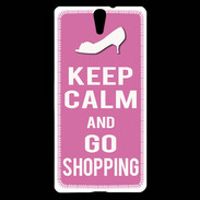 Coque Sony Xperia C5 Keep Calm Go Shopping Rose