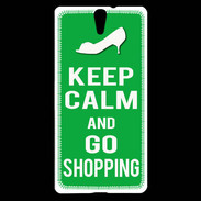 Coque Sony Xperia C5 Keep Calm Go Shopping Vert