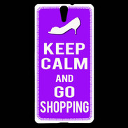 Coque Sony Xperia C5 Keep Calm Go Shopping Violet