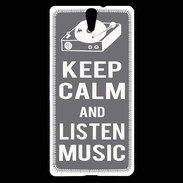Coque Sony Xperia C5 Keep Calm Listen music Gris