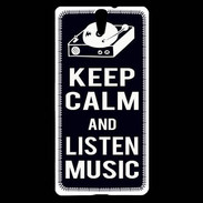 Coque Sony Xperia C5 Keep Calm Listen music Noir