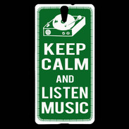 Coque Sony Xperia C5 Keep Calm Listen music Vert