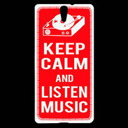 Coque Sony Xperia C5 Keep Calm Listen music Rouge