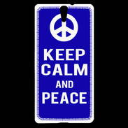 Coque Sony Xperia C5 Keep Calm Peace Bleu