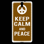Coque Sony Xperia C5 Keep Calm Peace Marron