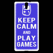 Coque Sony Xperia C5 Keep Calm Play games Bleu