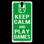 Coque Sony Xperia C5 Keep Calm Play games Vert