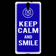 Coque Sony Xperia C5 Keep Calm Smile Bleu