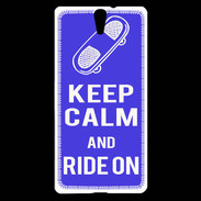 Coque Sony Xperia C5 Keep Calm Ride on Bleu