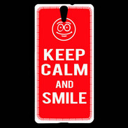 Coque Sony Xperia C5 Keep Calm Smile Rouge
