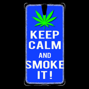 Coque Sony Xperia C5 Keep Calm Smoke it Bleu