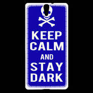 Coque Sony Xperia C5 Keep Calm Stay dark Bleu