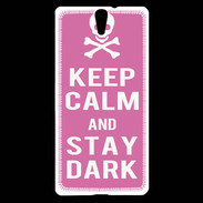 Coque Sony Xperia C5 Keep Calm Stay dark Rose
