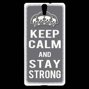 Coque Sony Xperia C5 Keep Calm Stay strong Gris