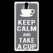 Coque Sony Xperia C5 Keep Calm Take a cup Gris