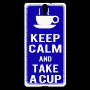 Coque Sony Xperia C5 Keep Calm Take a cup Bleu