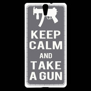 Coque Sony Xperia C5 Keep Calm Take a gun Gris
