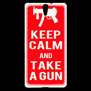 Coque Sony Xperia C5 Keep Calm Take a gun Rouge