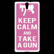 Coque Sony Xperia C5 Keep Calm Take a gun Rose
