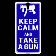 Coque Sony Xperia C5 Keep Calm Take a gun Bleu