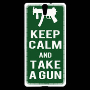 Coque Sony Xperia C5 Keep Calm Take a gun Vert