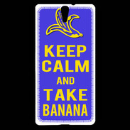 Coque Sony Xperia C5 Keep Calm Take Banana Bleu